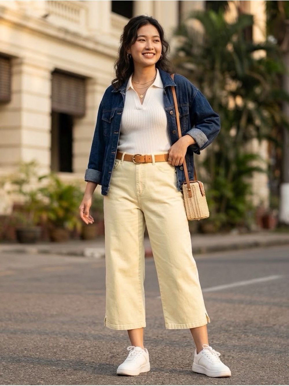 Gloria Vanderbilt Yellow Cropped Wide-Leg Jeans